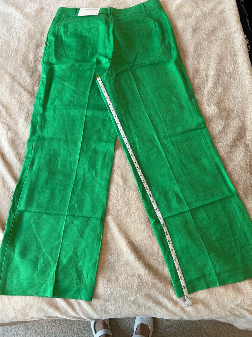 LOFT Emerald Green Wide-Leg High-Rise Pants - Picture 3 of 4
